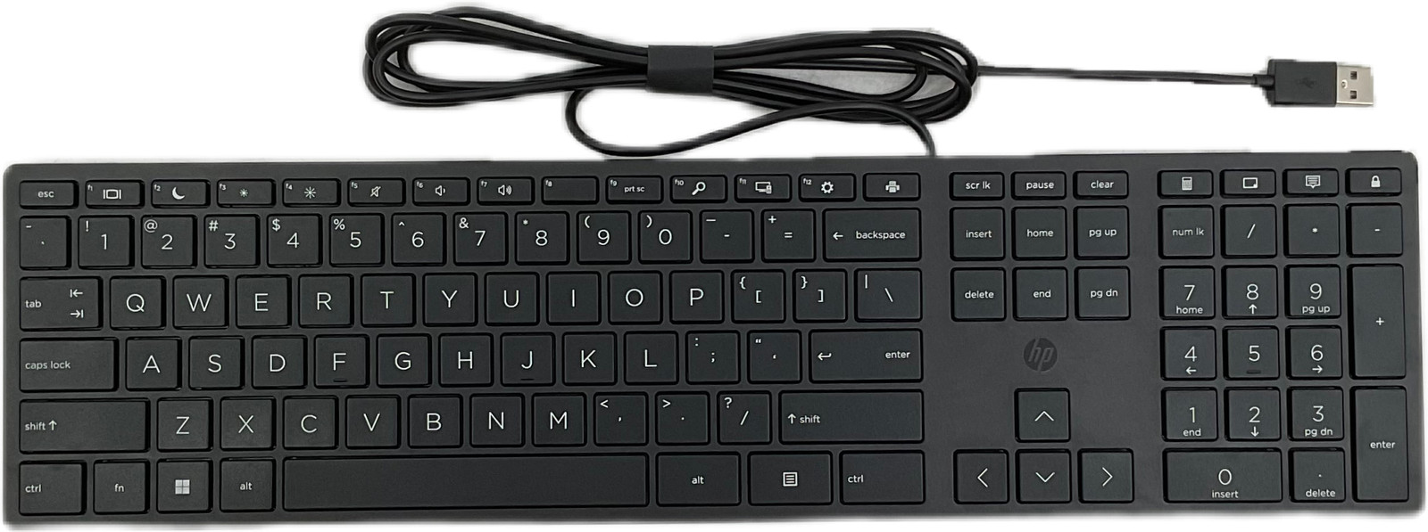 HP 320K Slim Wired USB Desktop Keyboard Black QWERTY English L96909