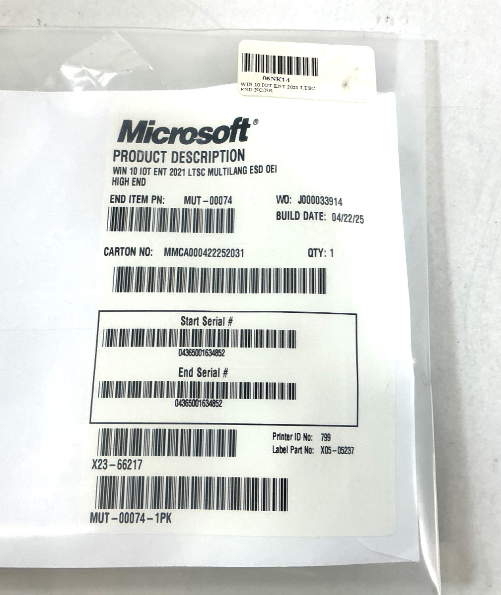 Microsoft Windows 10 IoT Enterprise 2021 LTSC High End License - 968TW21HL0