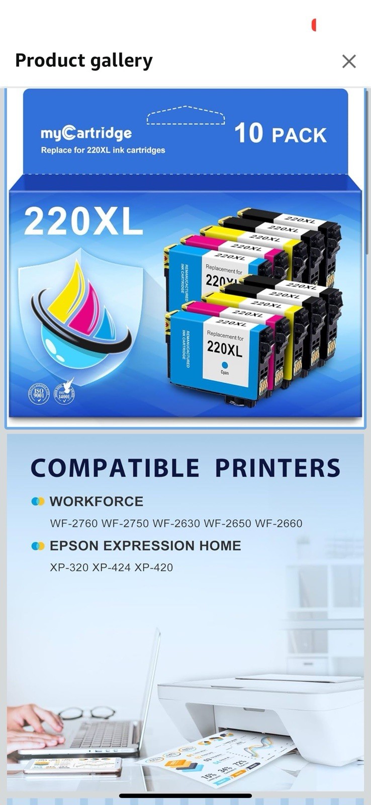 MyCartridge 220XL replacement Ink Cartridge For Epson (B, Y, C, M)
