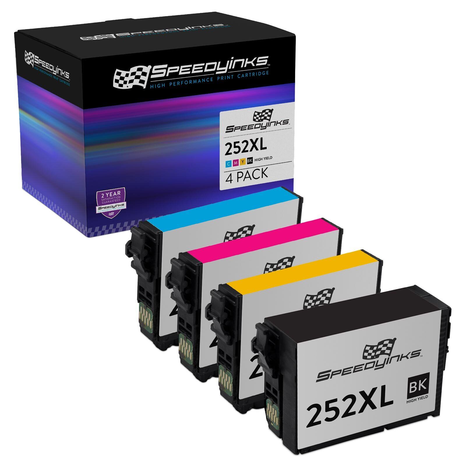 SPEEDYINKS 4Pk Replacement Cartridges for Epson Ink 252 XL 252XL T252XL