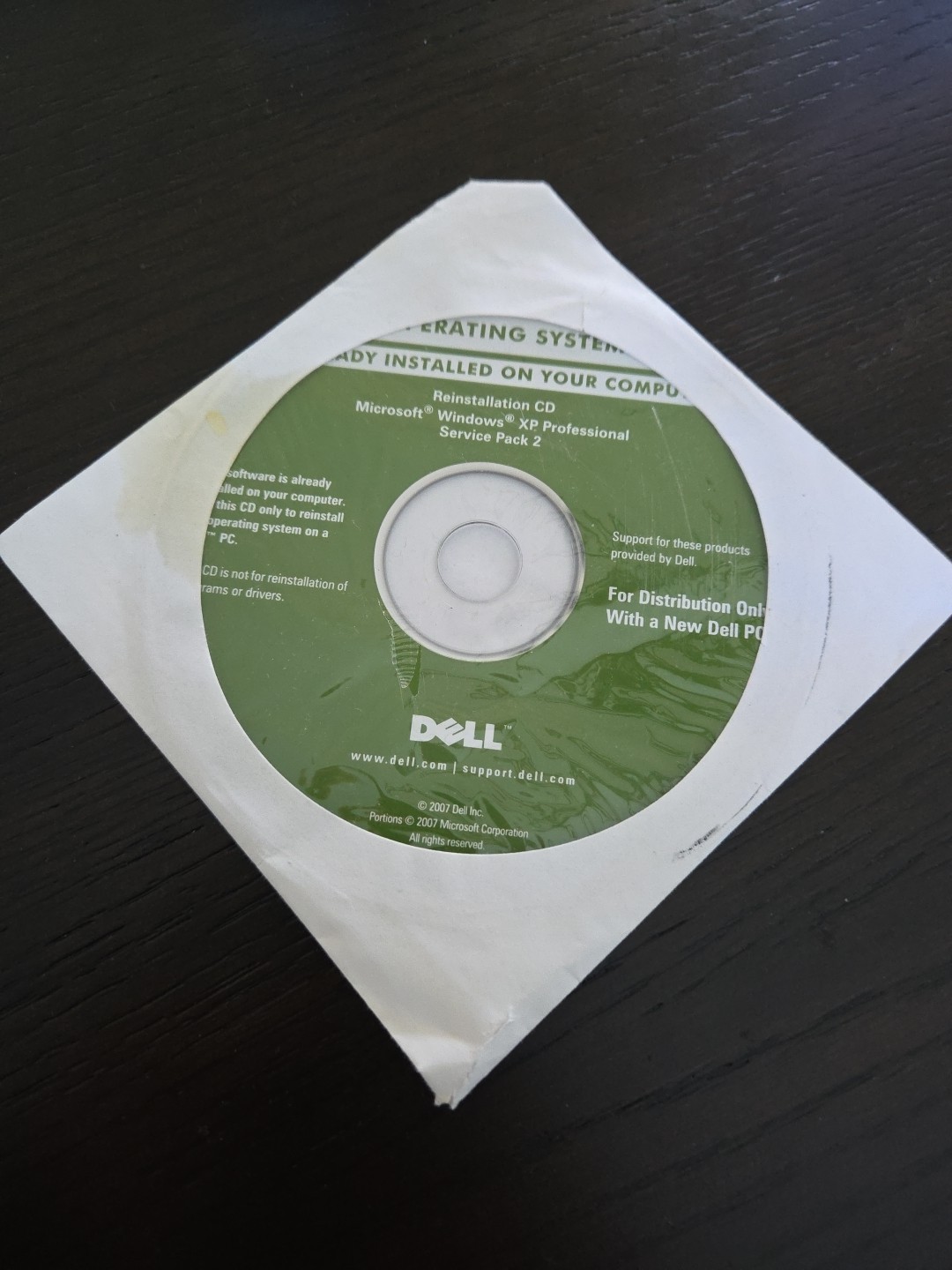 Dell Windows XP Professional SP2 Reinstallation CD Disc In Excellent Condition