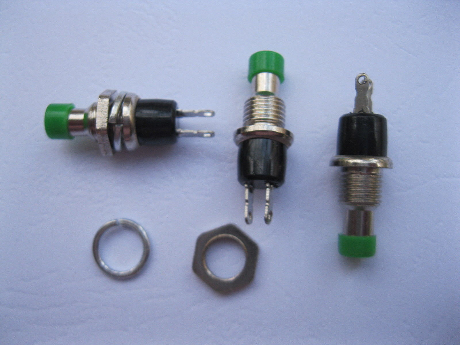 200 pcs Push OFF Mini SPST Push Momentary Switch 120V/6A 250V/3A Green Color