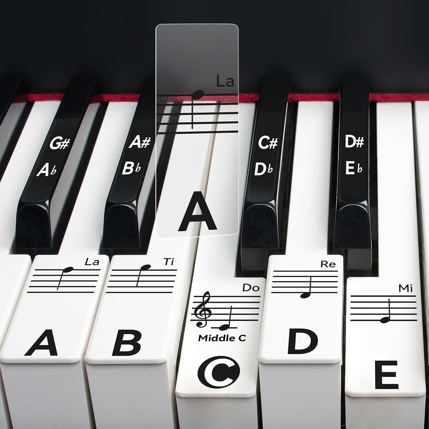 Piano Keyboard Stickers 88 76 61 49 Keys Transparent Removable Labels For Beginn