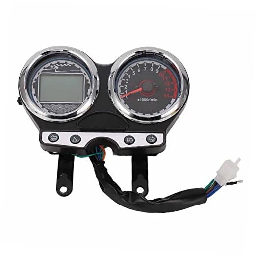 12V Motorcycle LCD Gauge Speedometer Tachometer Gear Mileage Display 