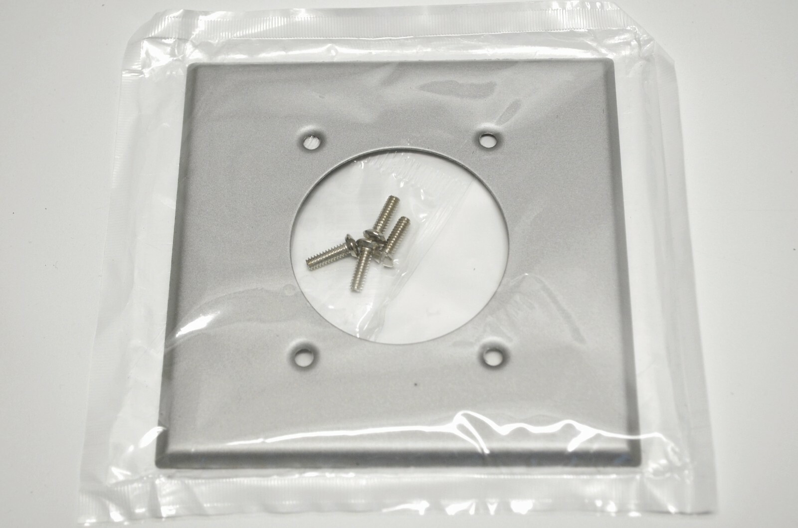 Lot of 2 Leviton 2-Gang Flush Mount Aluminum Dryer Range Receptacle Wall Plate