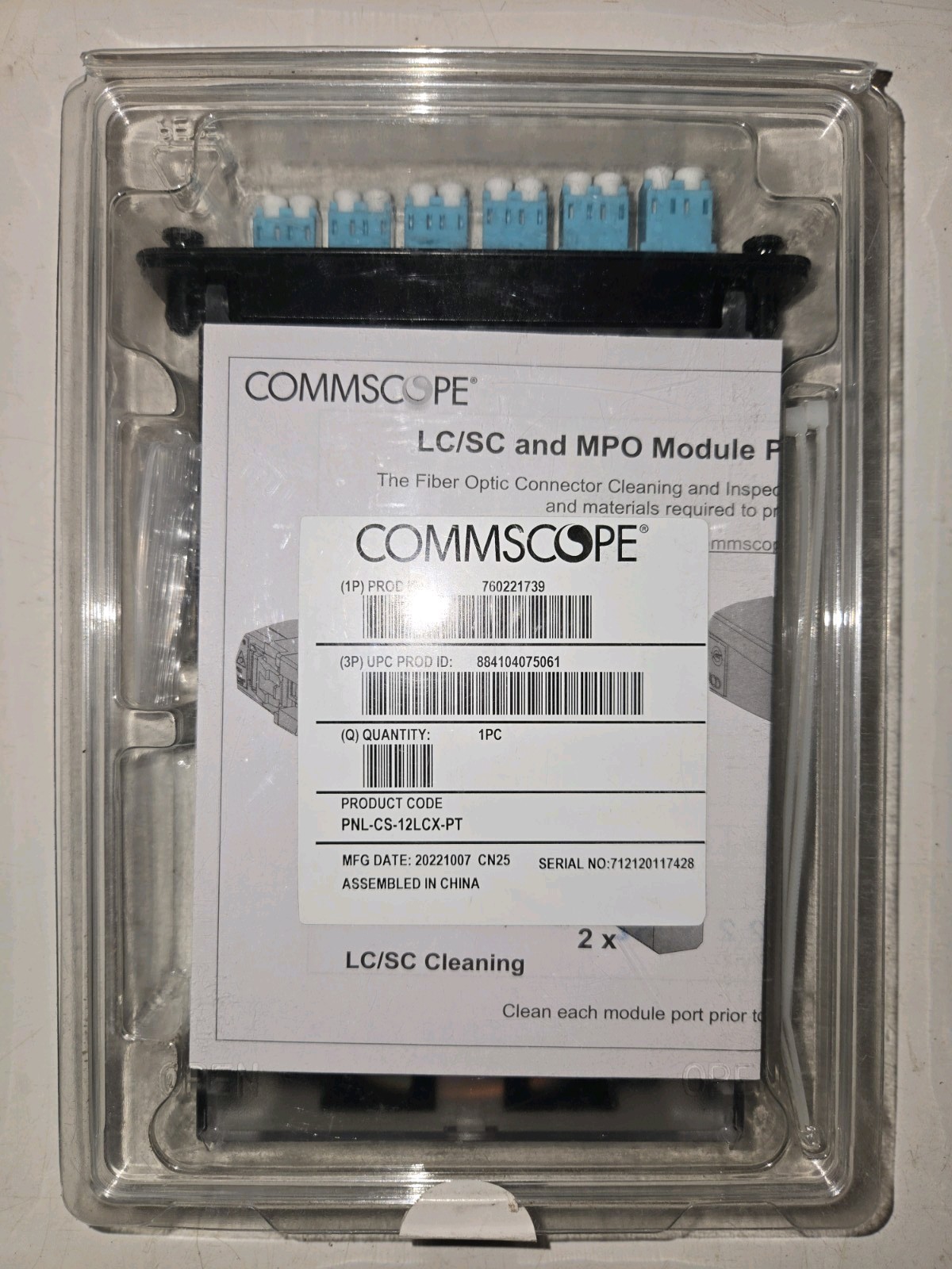 CommScope PNL-CS-12LCX-PT 12-Port LC Fiber Cassette Module New Open Box