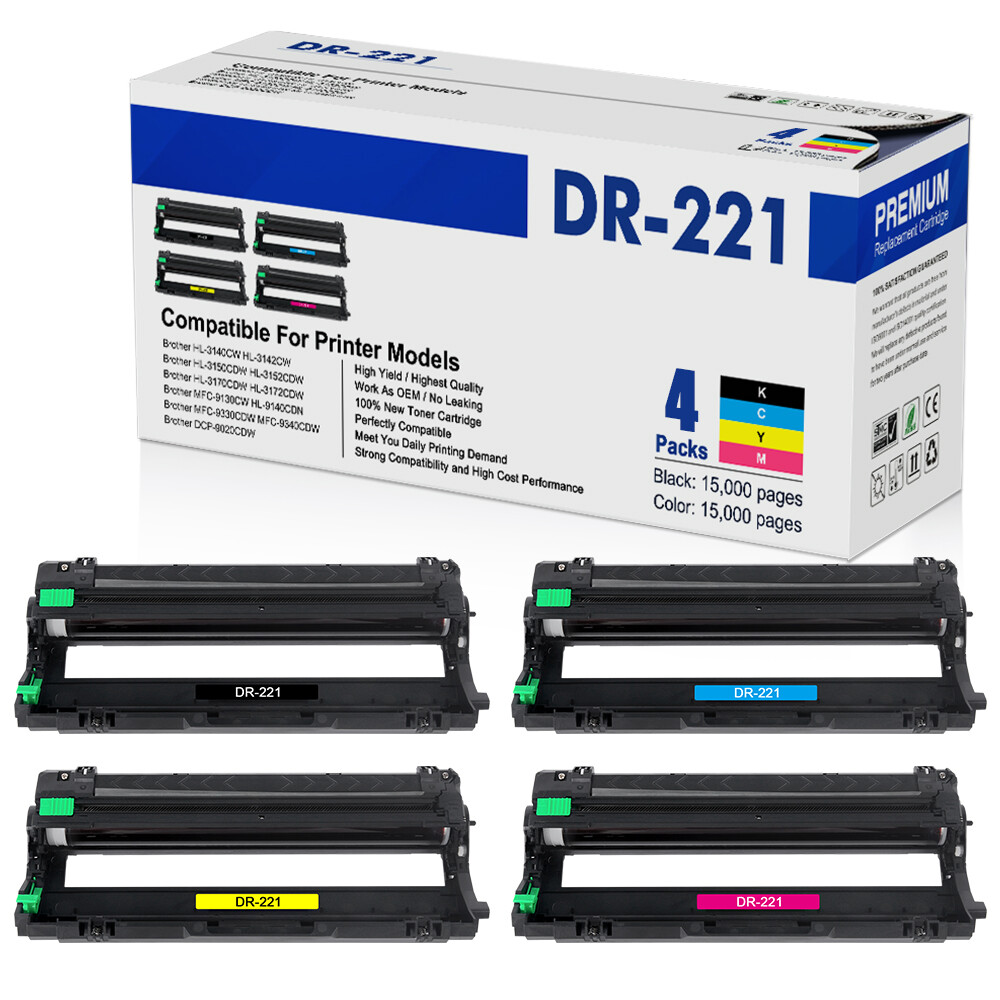 4 PCS DR-221CL Drum Unit Compatible With Brother HL-3140CW HL-3170CDW MFC-9130CW
