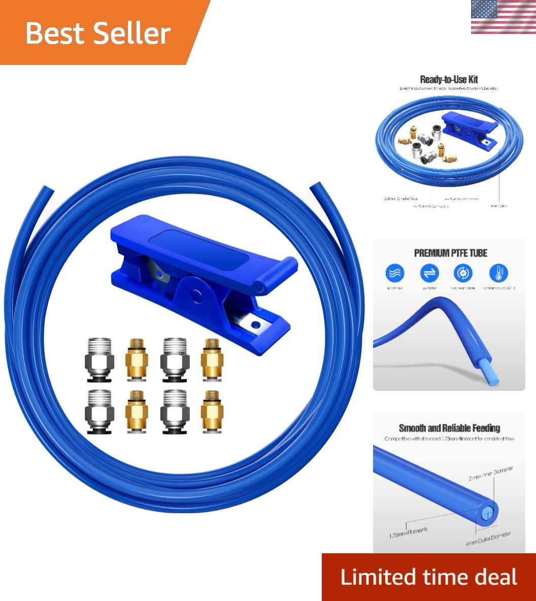 Bowden Tube Kit, PTFE Tube for 1.75mm Filament with PC4-M10 & PC4-M6 Tubing C...