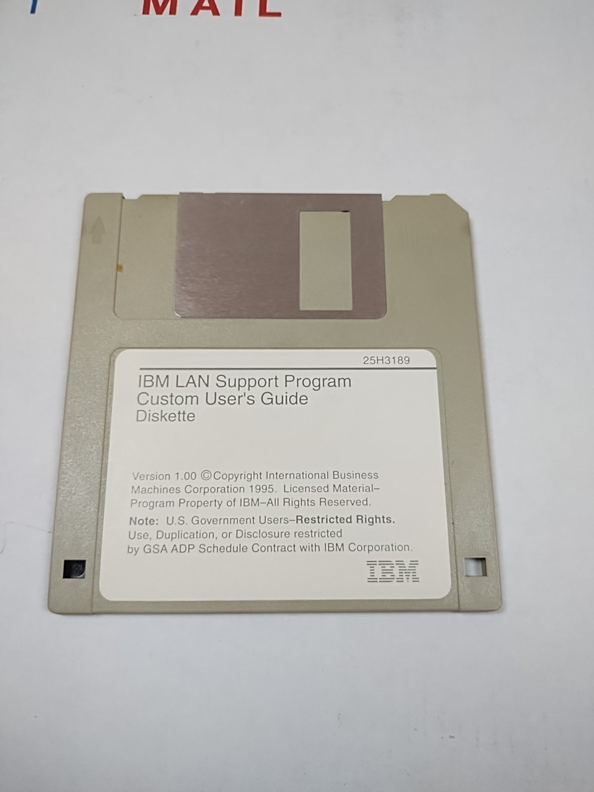 Floppy Disk IBM Local Area Network Program Support LAN 25H3189 Guide User 