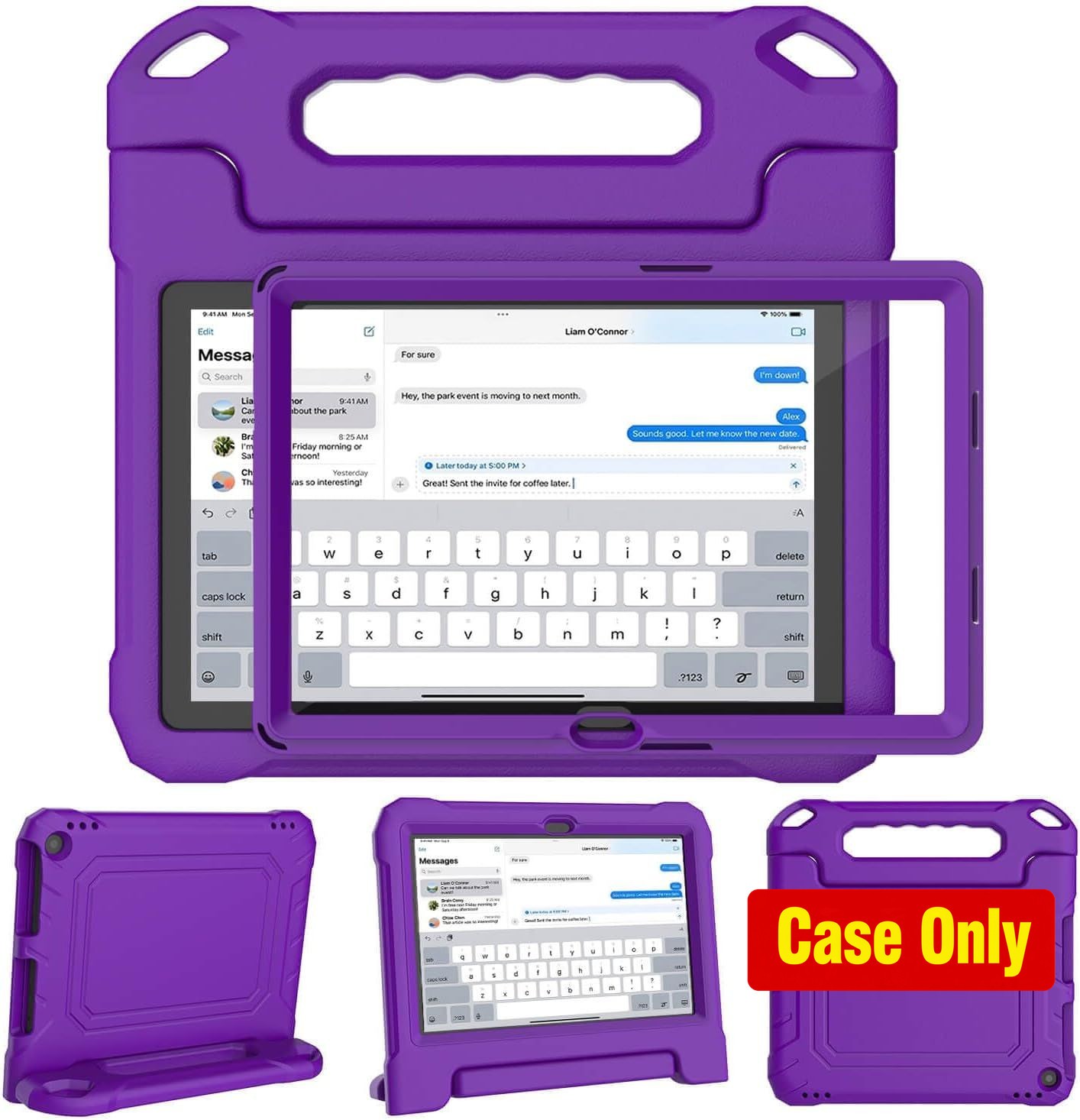 Case for 10-inch Tablet, Shockproof Handle Cover with Screen Protector, Durable