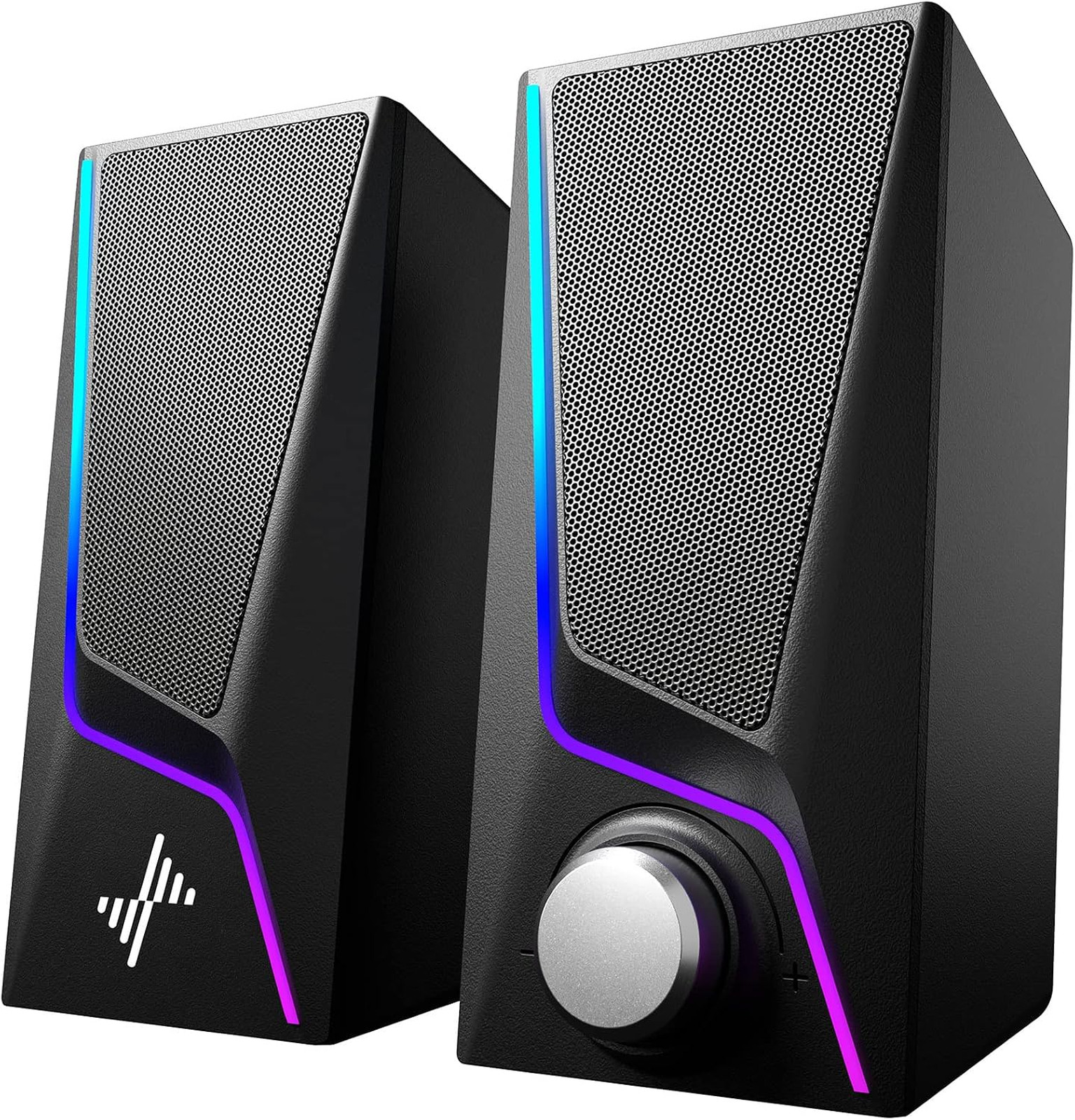 Computer Speakers with 6 Lighting Modes, Hi-Fi Stereo, USB Powered, Dual Bass