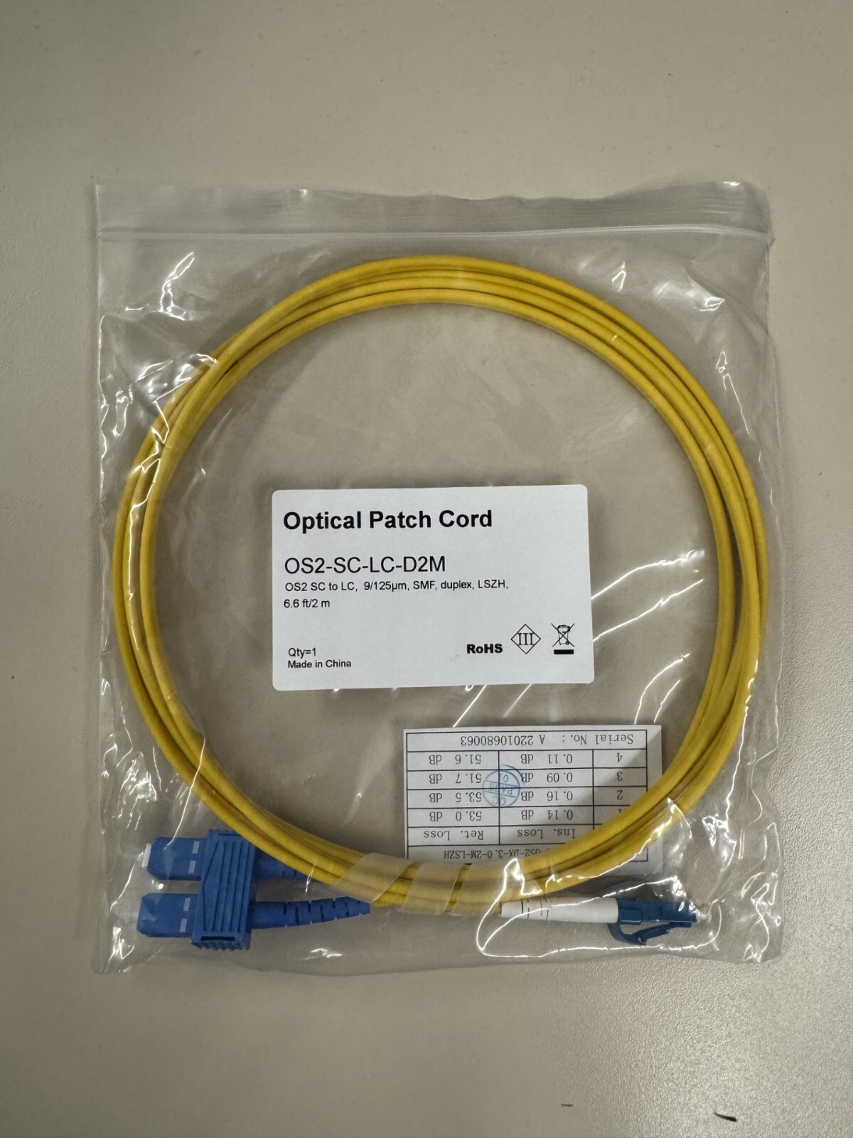 SC to LC Fiber Optic Cable Singlemode Duplex UPC OS2 (2 meter) - 10 Pack
