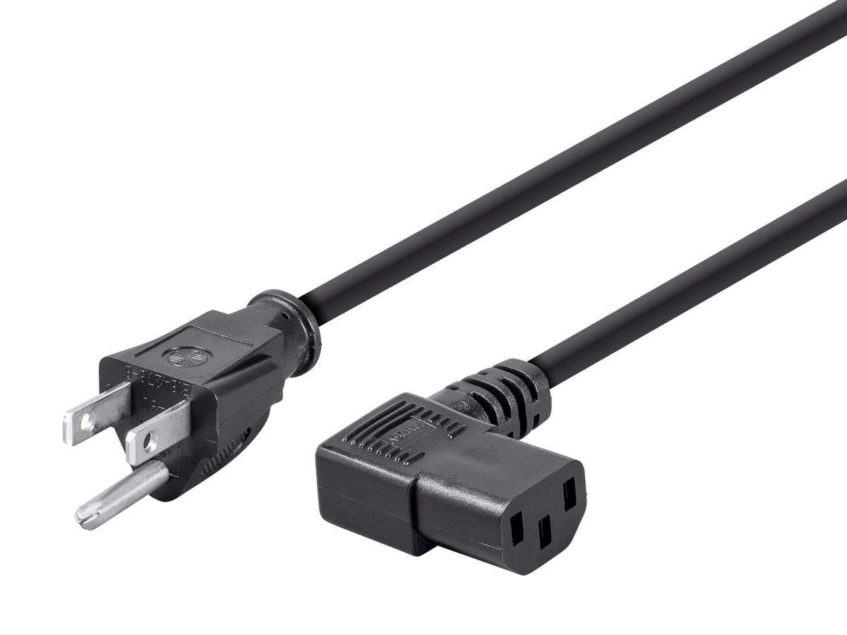 Monoprice 10ft 14AWG Right Angle Power Cord Cable w/ 3 10 feet, Black