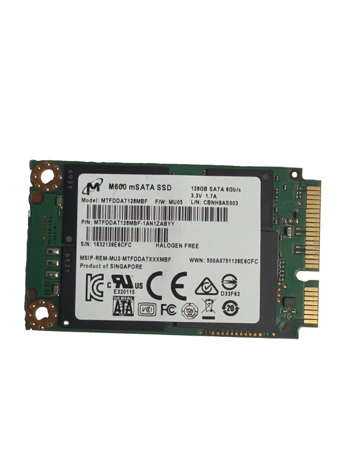 NetApp 501-01119 Micron M600 mSATA SSD 128GB Boot Drive for FAS2650 FAS8200