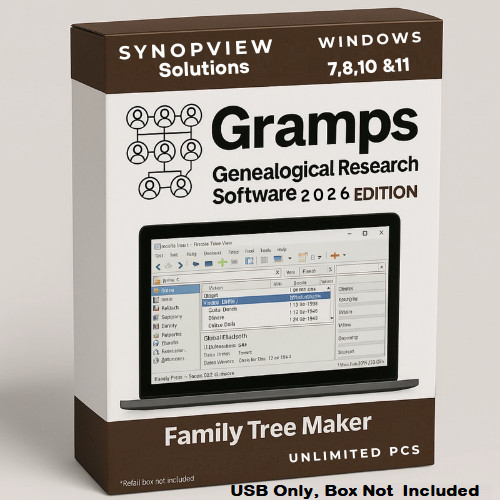 Gramps Family Tree Maker and Genealogy Software Family History For Windows USB