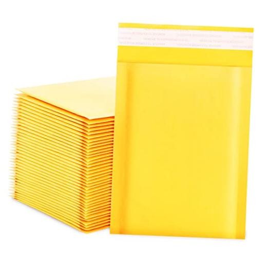 DaSen Kraft Bubble Mailers 4x7 Inch 50 Pack - Self-Sealing Paper - 4x7-50Pc
