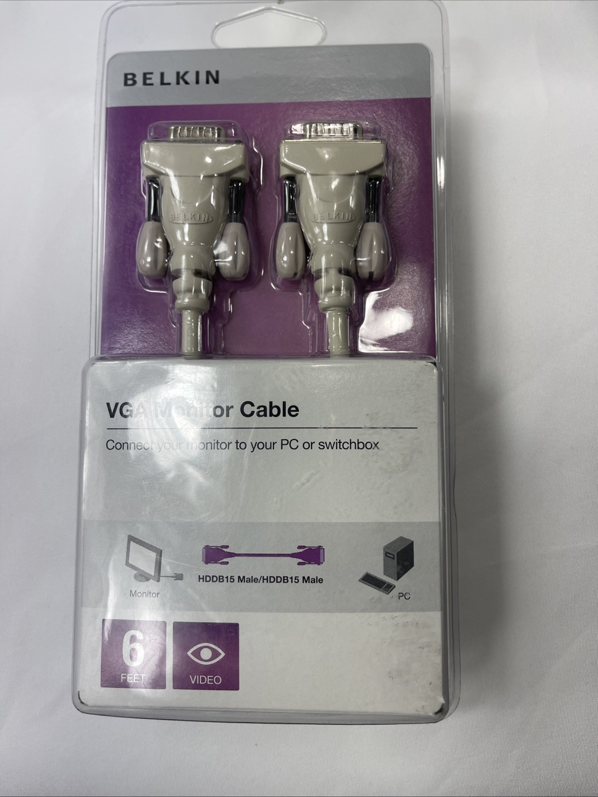 Belkin 6 Foot VGA Video Cable Connect Monitor to PC or Switchbox New