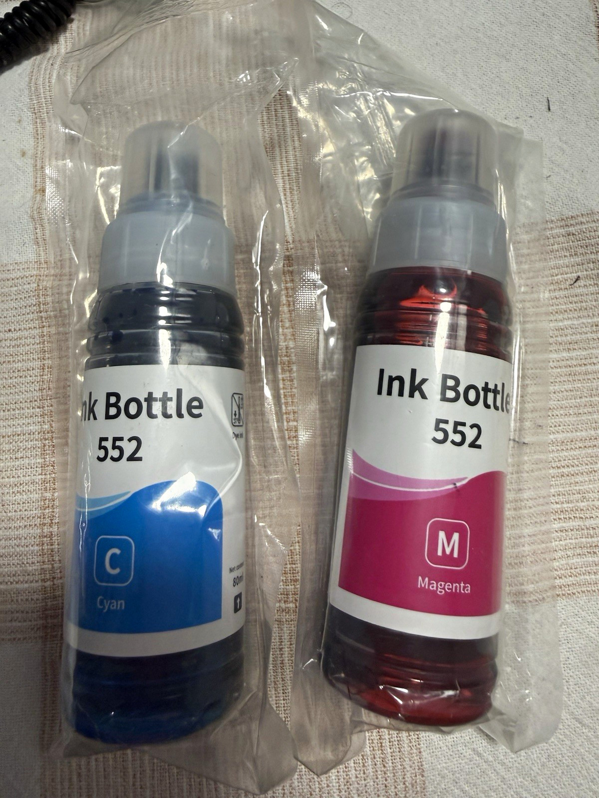 552 Cyan & Magenta Refill Ink Bottles for Inkjet Printers, Model 552