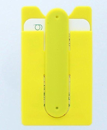 The 3-in-1 Yellow Cling Card Pocket, Phone Stand, Cord Wrap Storage & Snap Stand