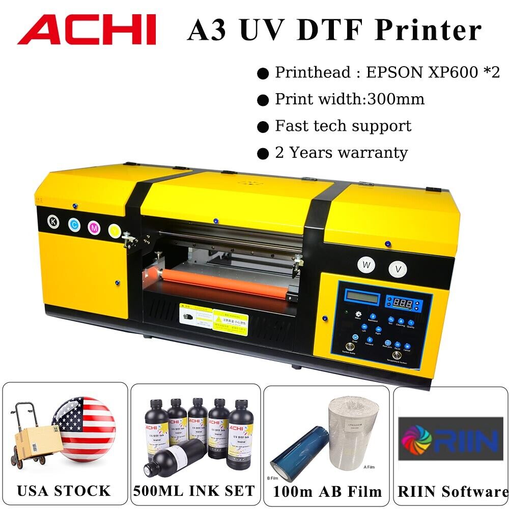 A3 UV DTF Printer Varnish Transfer Sticker Printing AB Film XP600 Nozzle USA