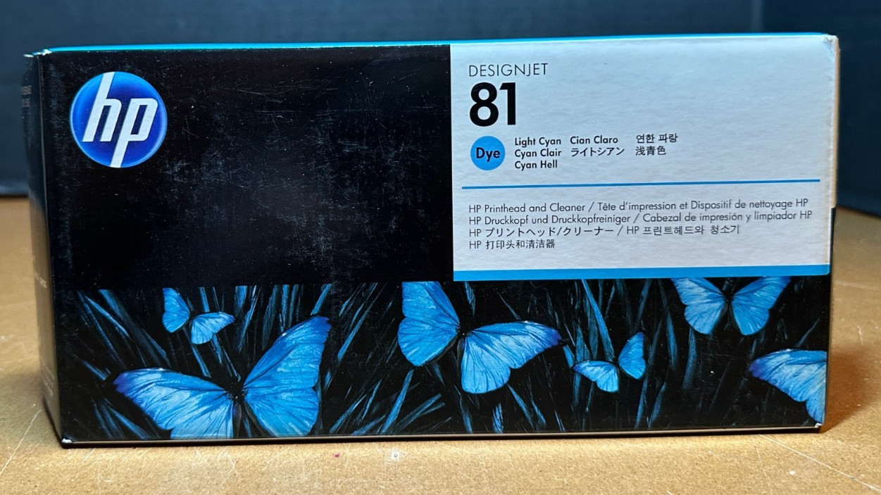 HP 81 Cyan Genuine Printhead & Cleaner C4954A DesignJet sealed June 2015