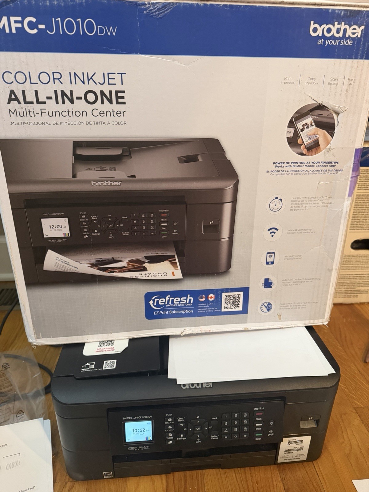300 Page Printed Brother MFC-J1010DW Wireless Color  Inkjet Printer, All-in-One