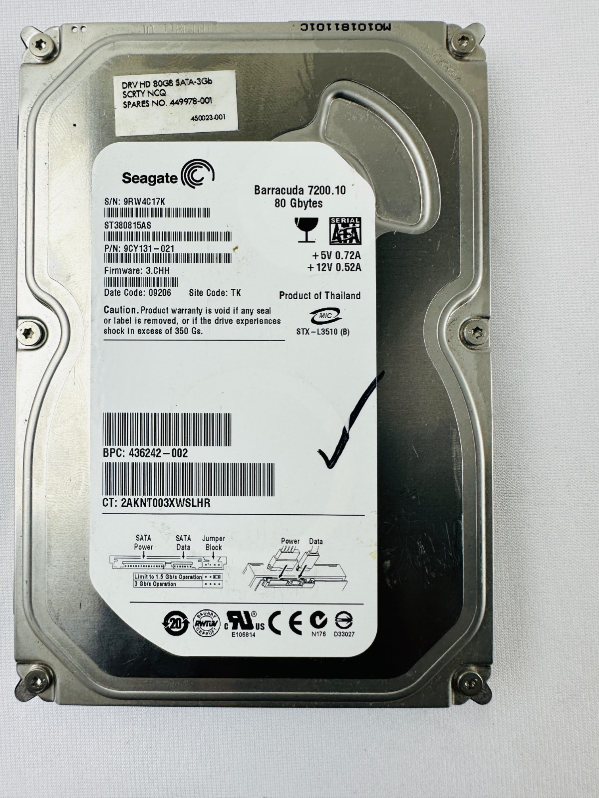 Seagate ST380815AS 9CY131-021 Hard Disk Drive
