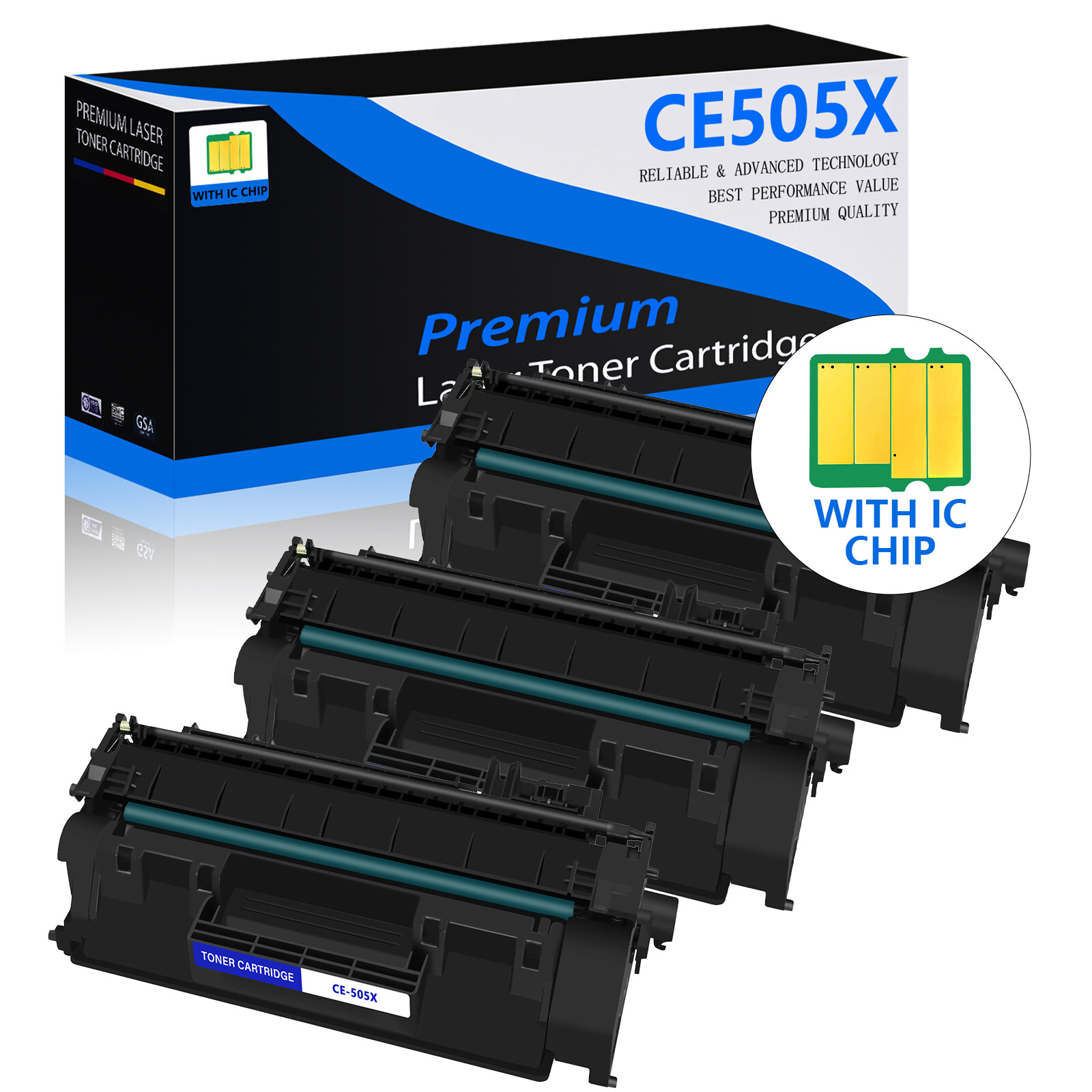 3PK CE505X 05X Toner Cartridge For HP LaserJet P2055d P2055dn P2055X Printer