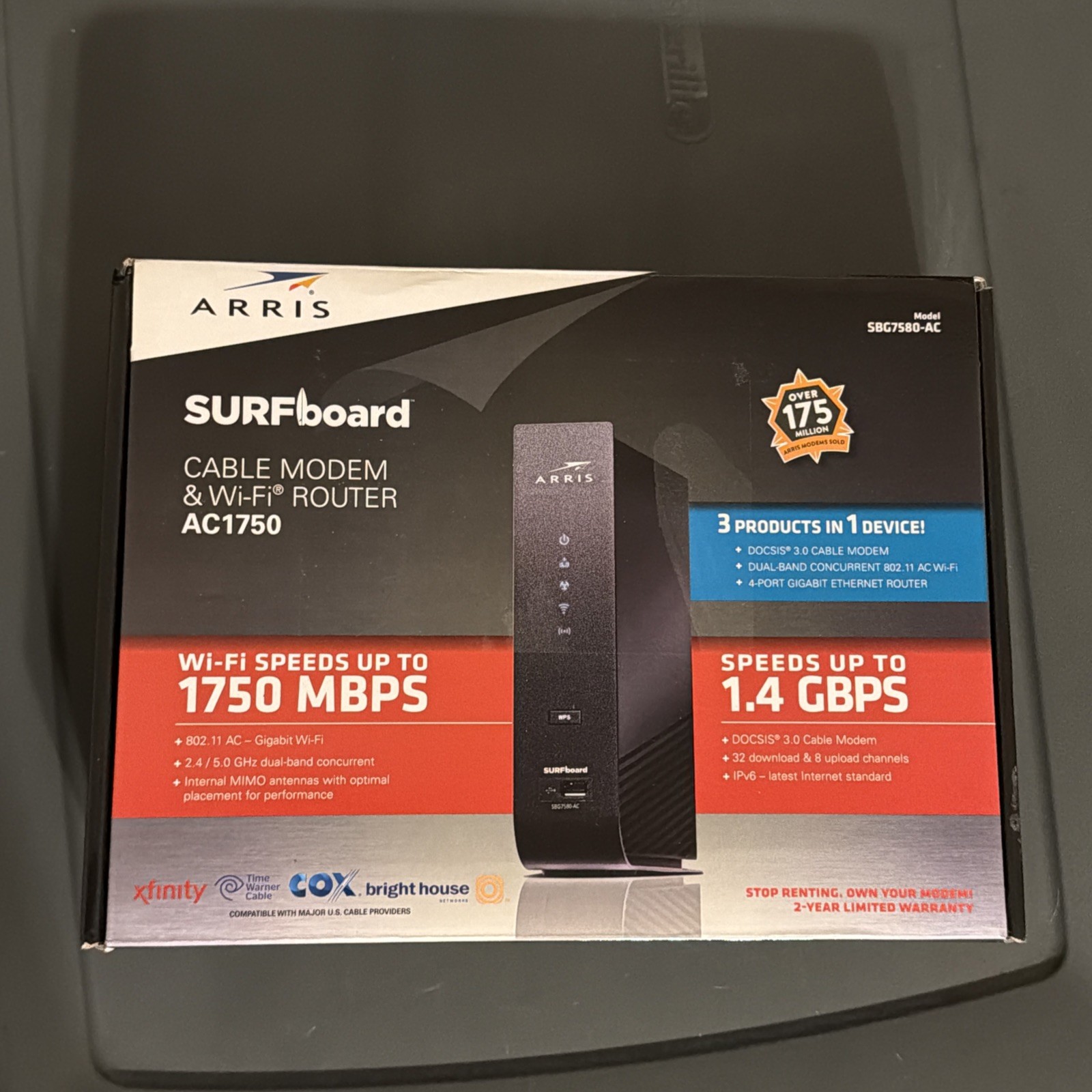 ARRIS Surfboard SBG7580-AC DOCSIS 3.0 Cable Modem Wi-Fi Router