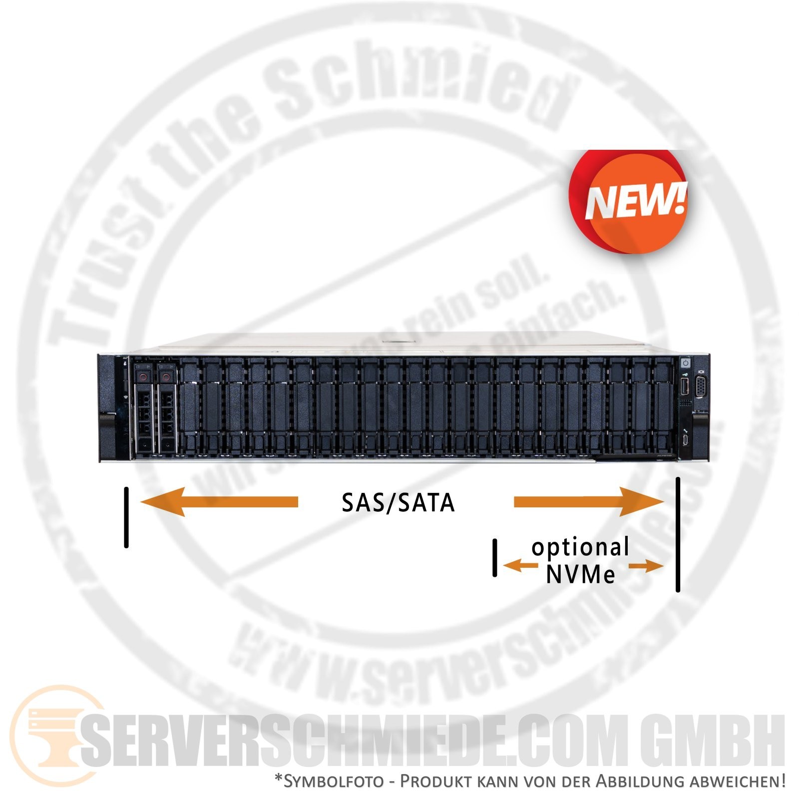 Dell R7615 2U Server 24x 2.5" SFF SAS SATA 8x NVMe* 1x AMD EPYC Gen4 DDR5 ECC Ra
