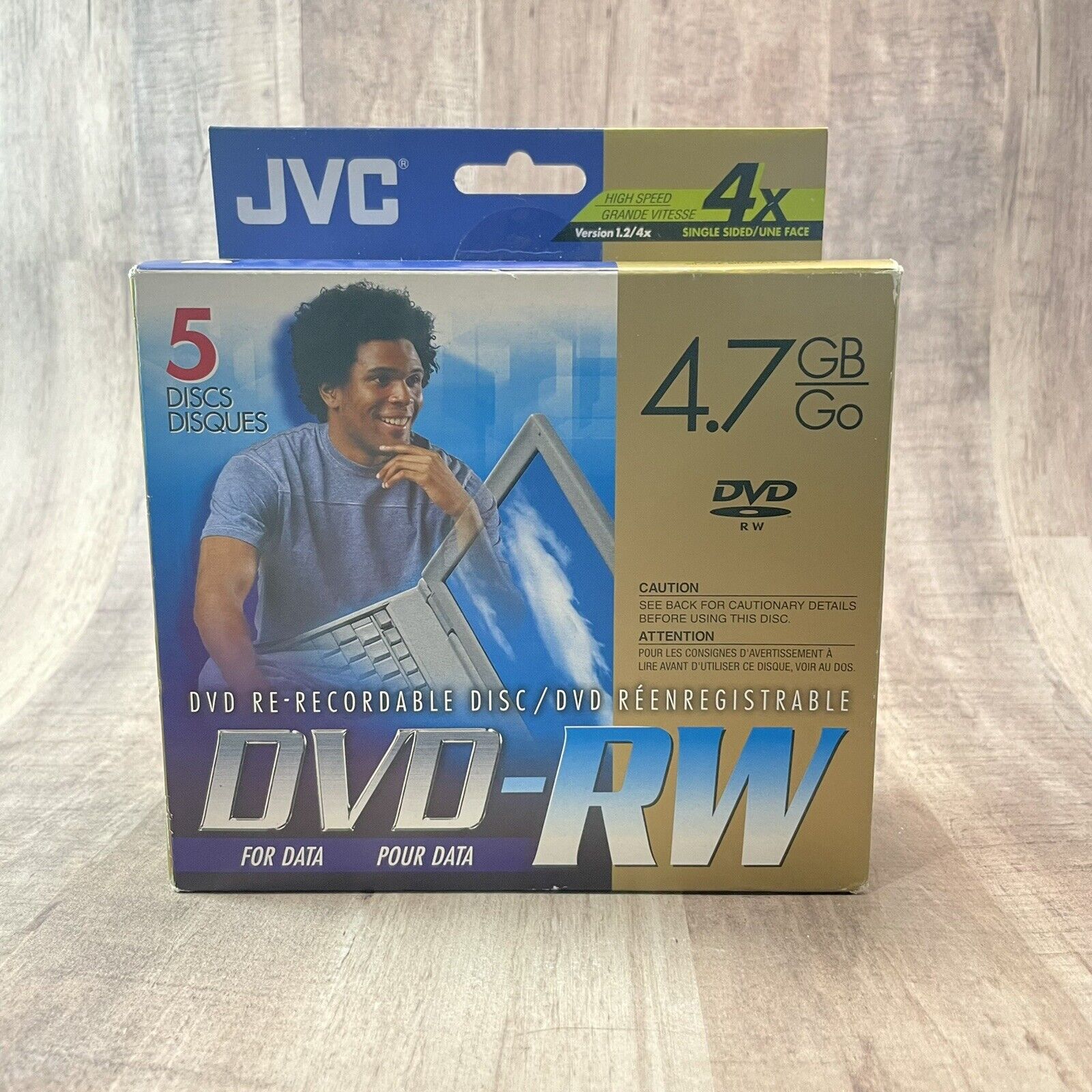 Sealed JVC DVD-RW 5 Pack High Speed 4X 4.7GB Data Disc VD-W47EU5