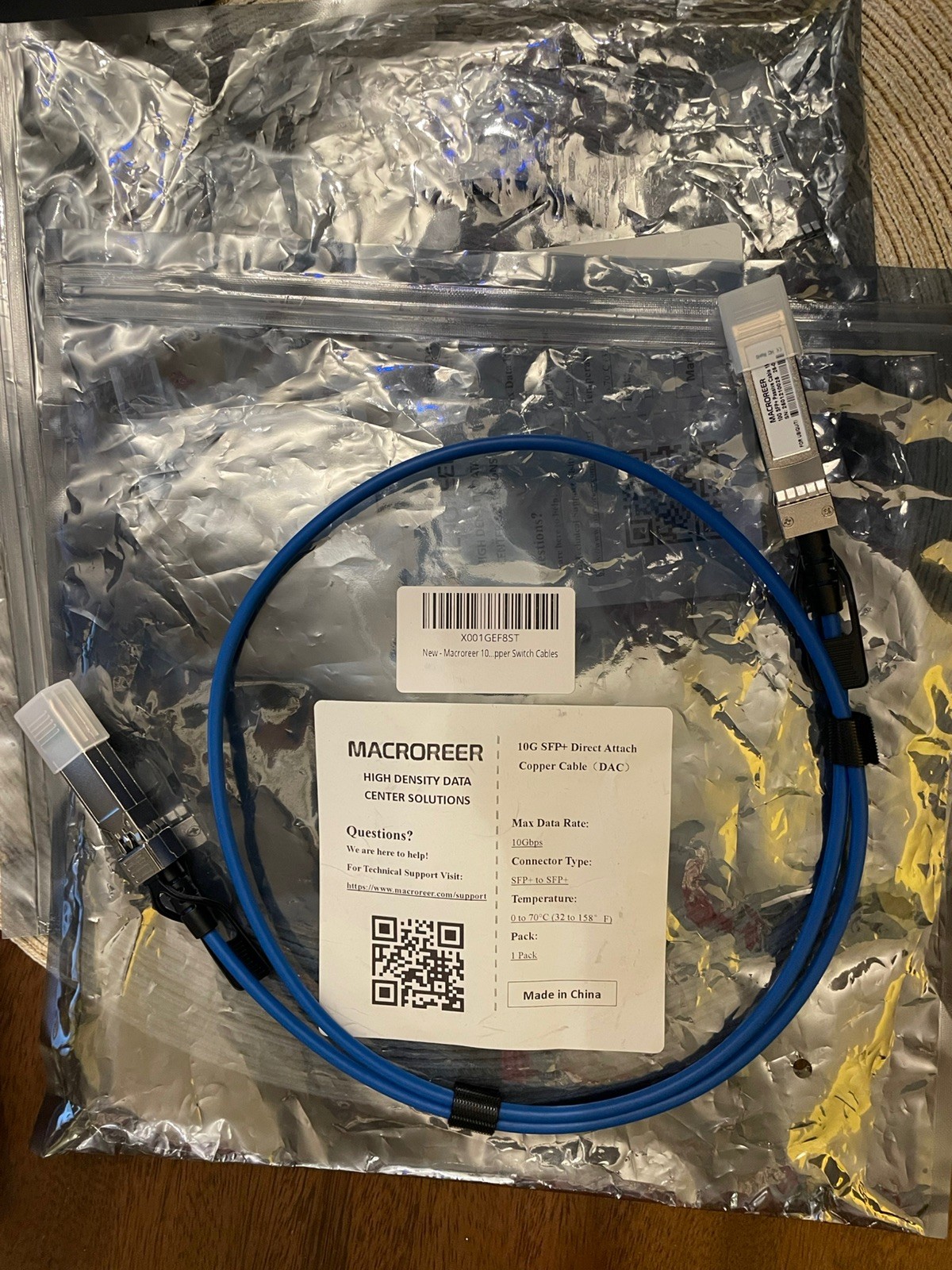 Macroreer 10G SFP+ DAC  1Meter Copper Cable for Arista CAB-SFP+ 1M - Blue 3.3ft