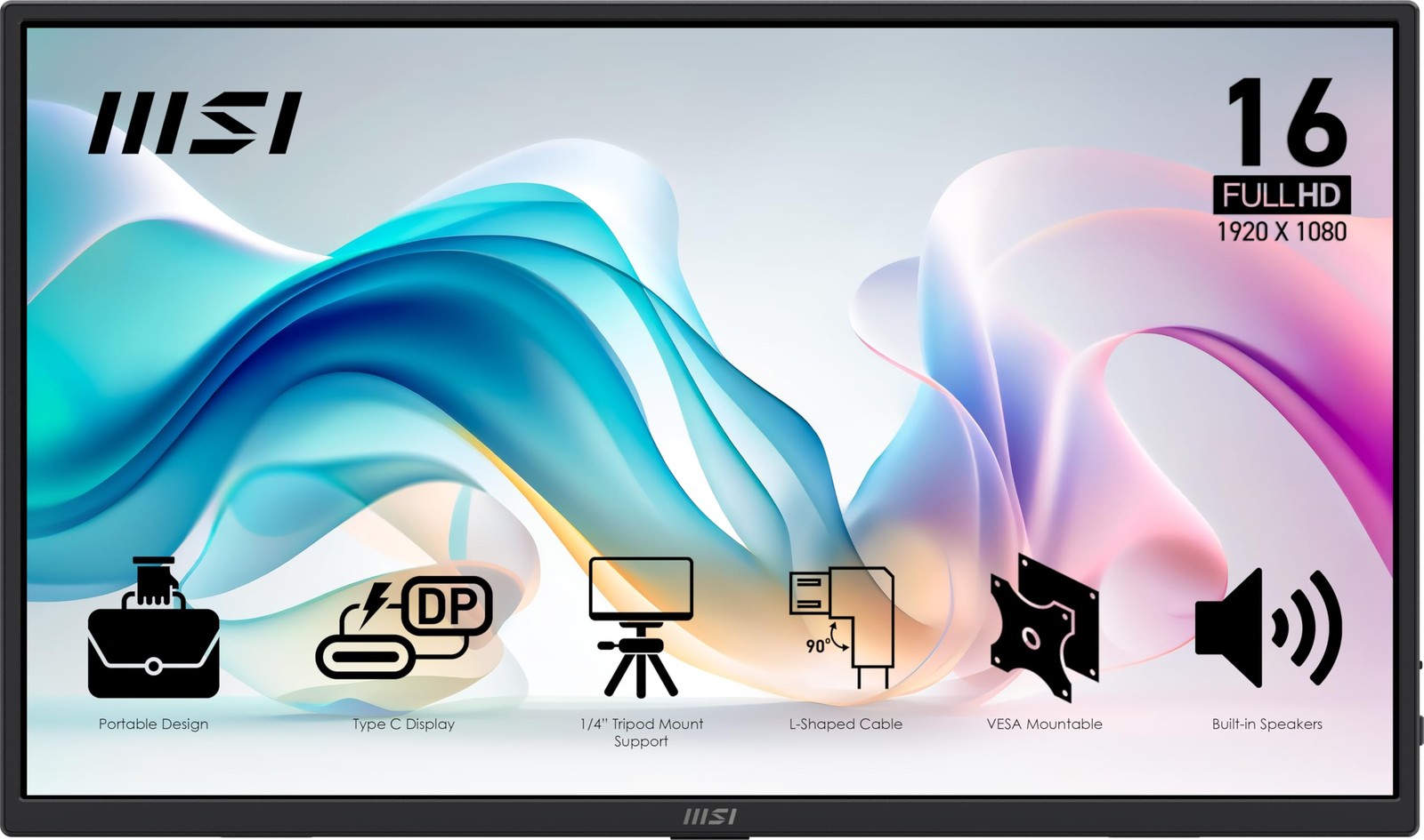 MSI Pro MP165 E6 16" Class Full HD LCD Monitor - 16:9 - Matte Black (promp165e6)