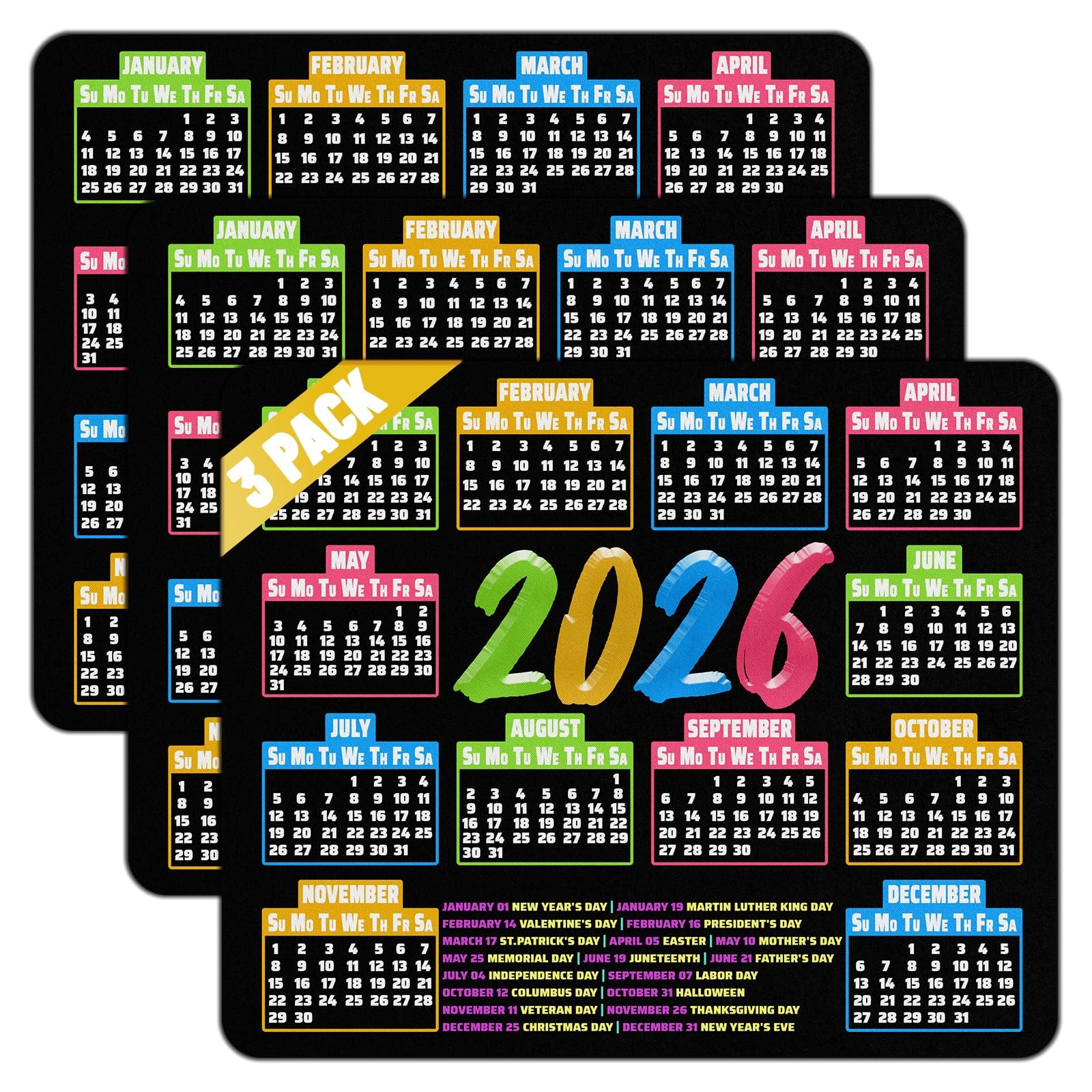 2026 Calendar Mouse Pad, 9.5 x 7.9 Inch, Non-Slip Rubber Base for Computer La...