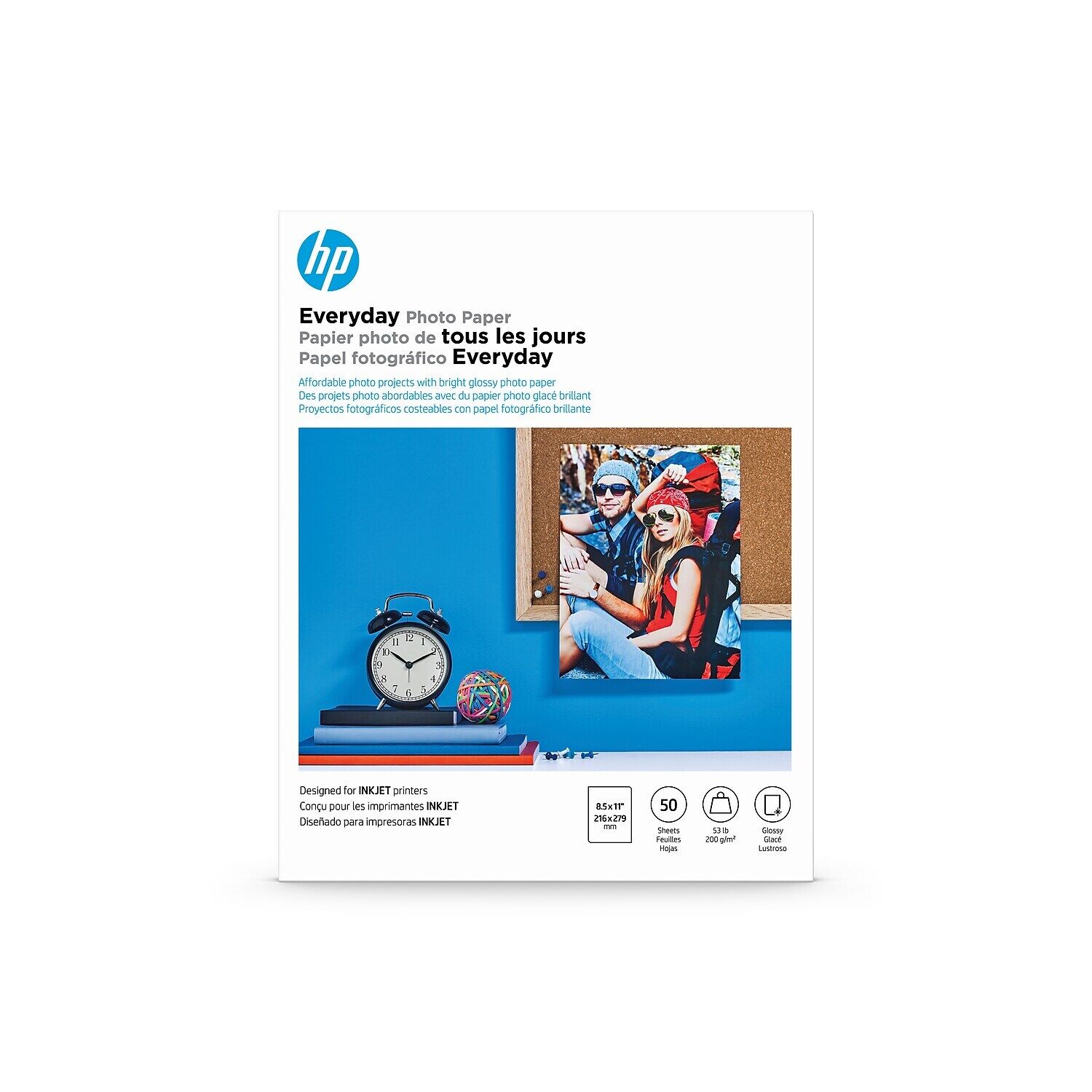 HP Everyday Photo Paper Glossy 8-1/2 x 11 50 Sheets/Pack Q8723A