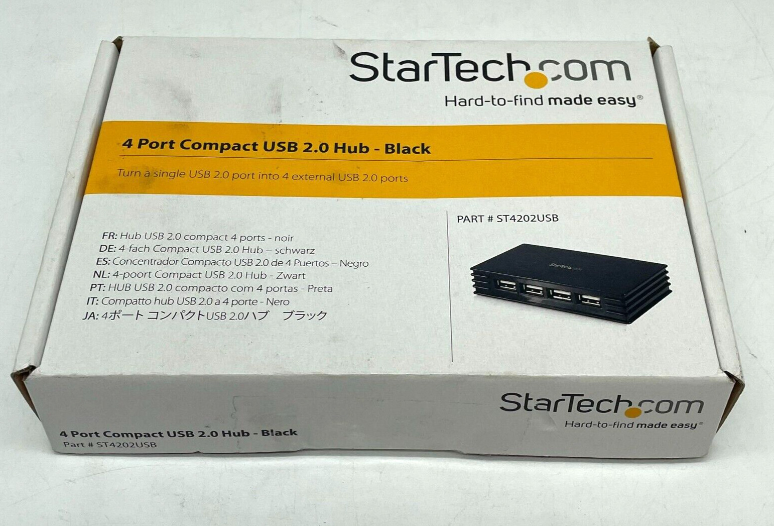 StarTech.Com Black 4 Port  Compact USB 2.0 Hub ST4202USB With Cable And Adapter