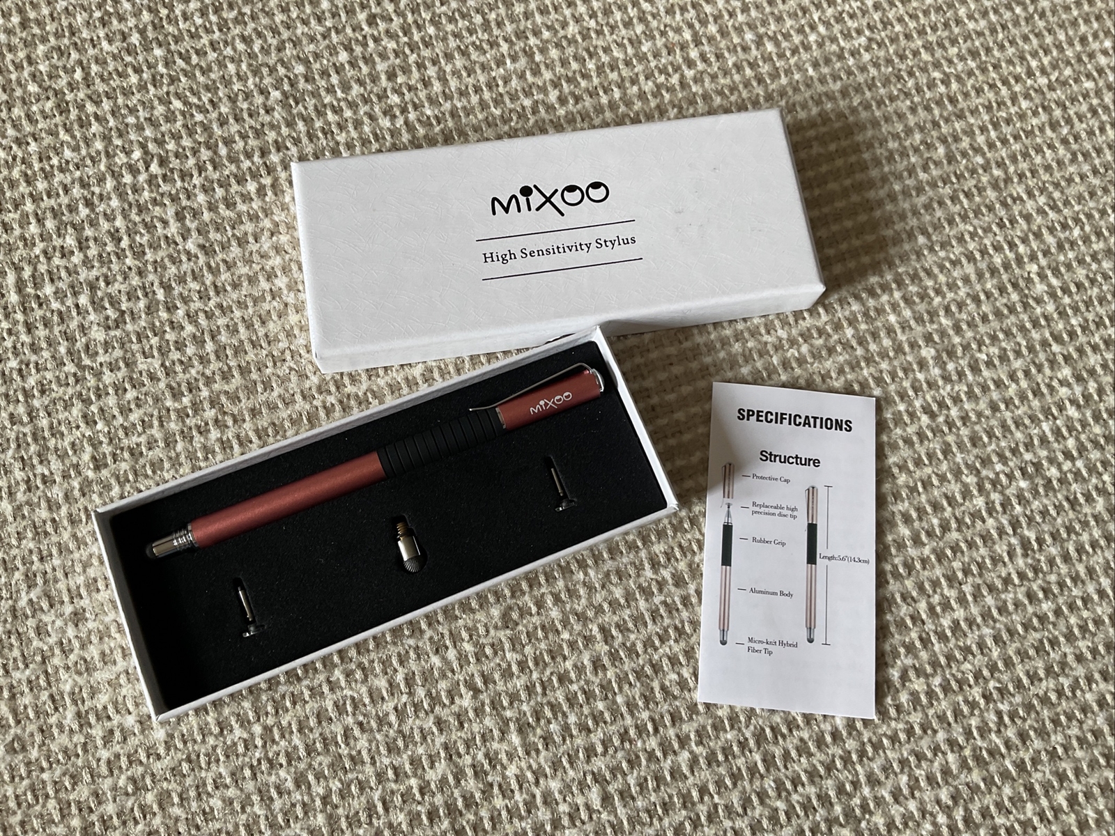 Mixoo Capacitive Stylus Pen Disc & Fiber Tip High Sensitivity Rose Gold Ipad NEW