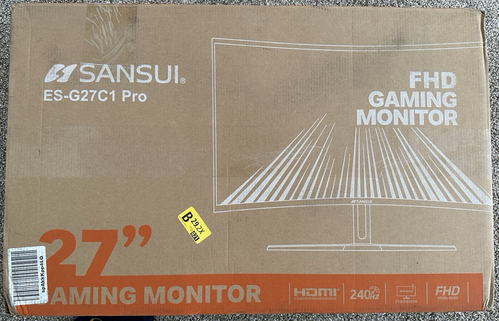 SANSUI ES-G27C1 Pro 27” Curved 240Hz LED 1ms Gaming Monitor FHD 1080P