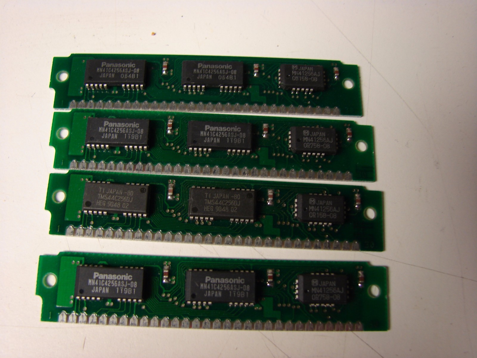 Panasonic and TI 80ns 30 pin simm memory 4-256kb modules 1mb total made in Japan