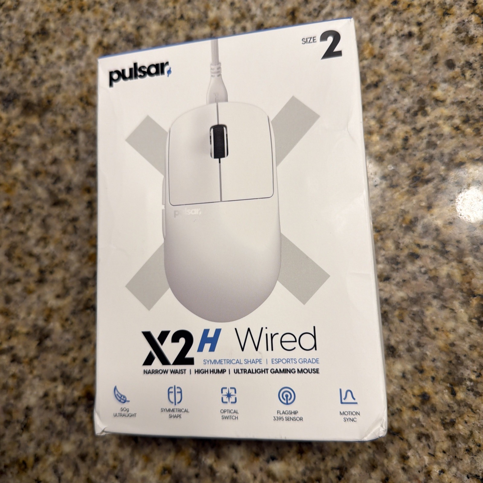 pulsar X2 Medium Wired Gaming Mouse - White OPEN BOX NEW