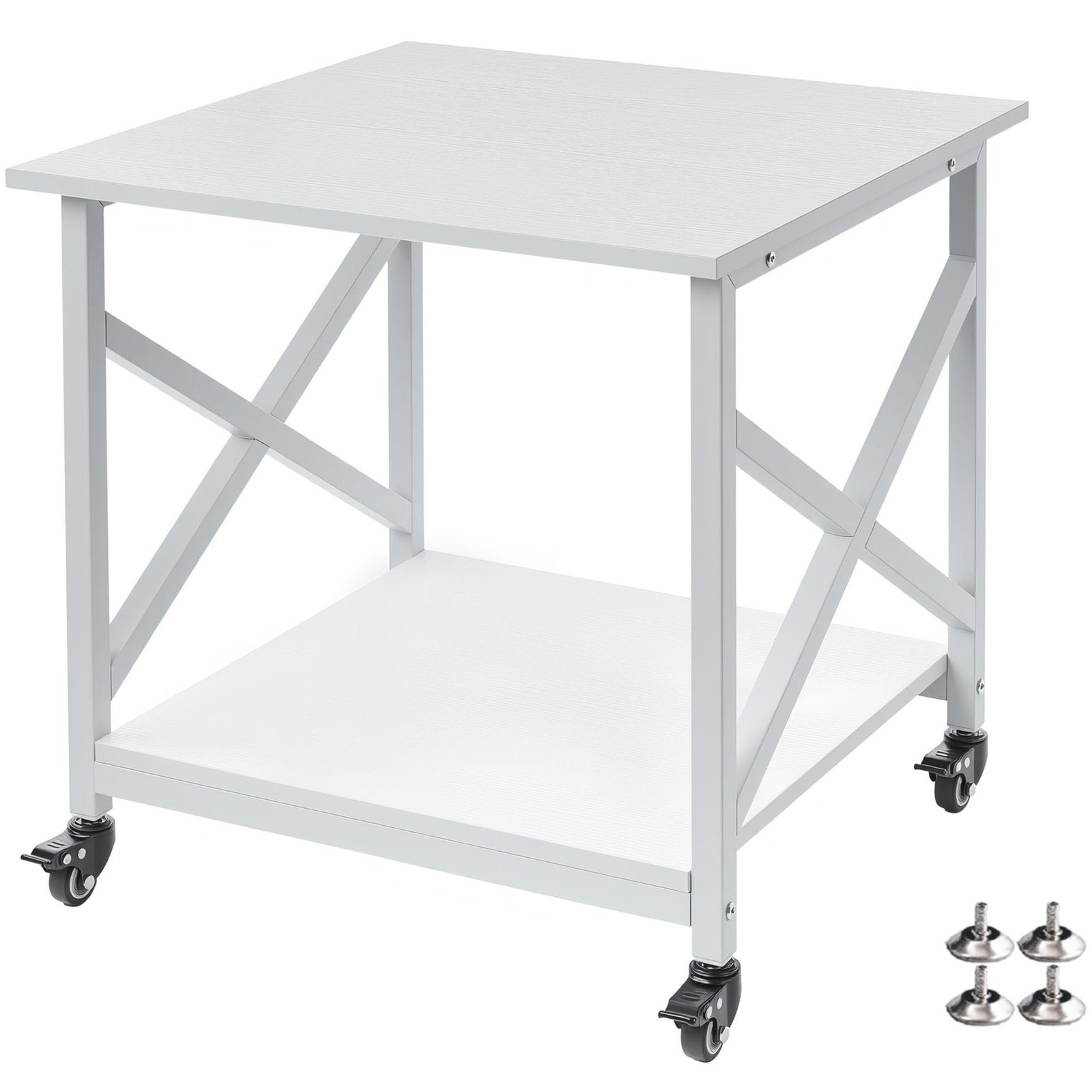 Fannova White 3D Printer Stand, Large Printer Table with Storage Shelf
