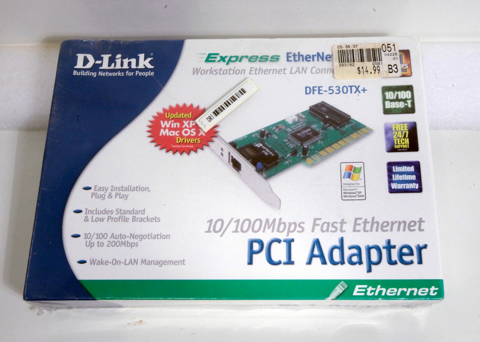 D-Link Express EtherNetwork 10/100Mbps Fast Ethernet PCI Adapter DFE-530TX+ New