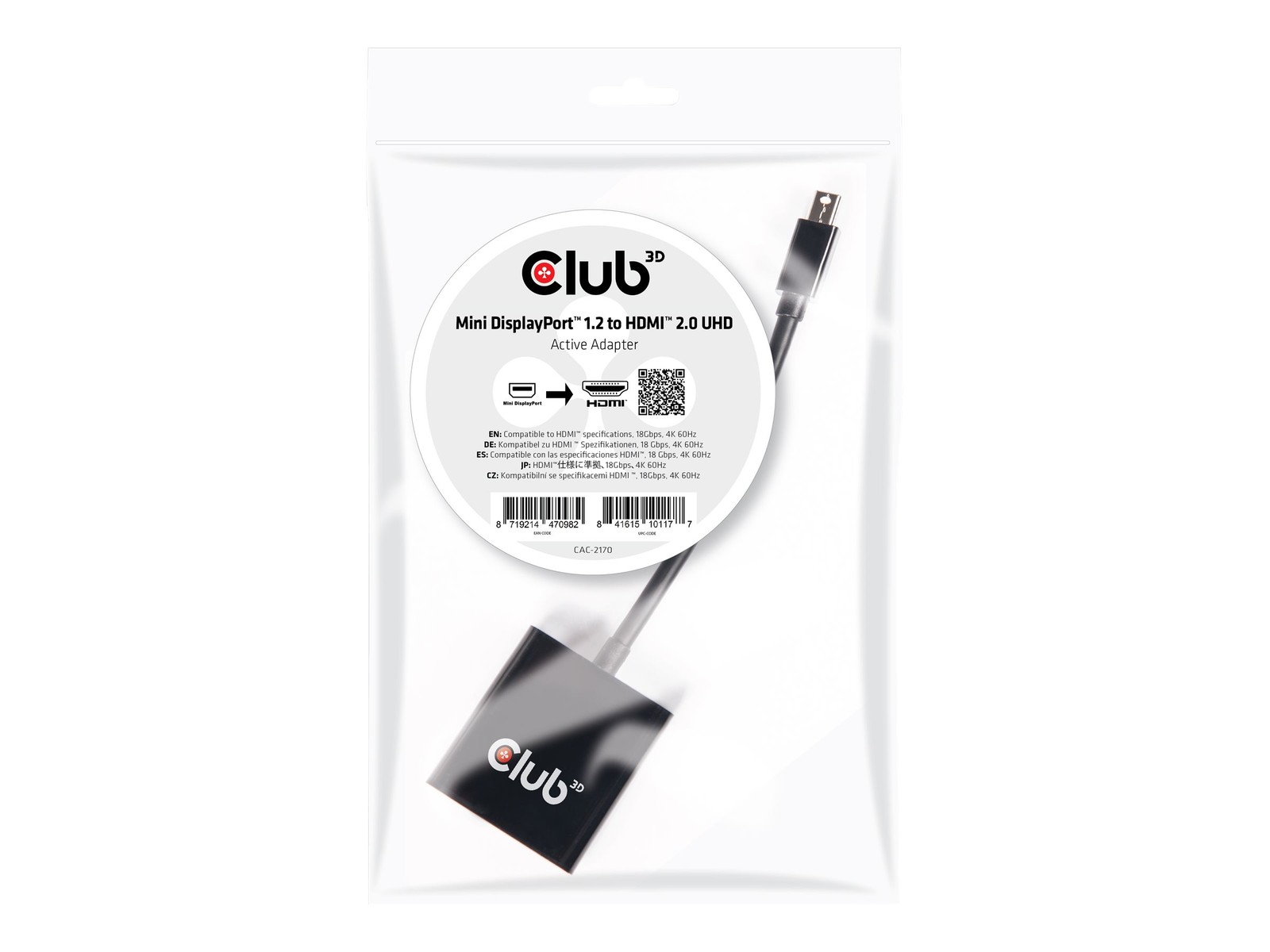 Club 3D Adapter DisplayPort Mini 1.2> HDMI 2.0* Adapter CAC-2170