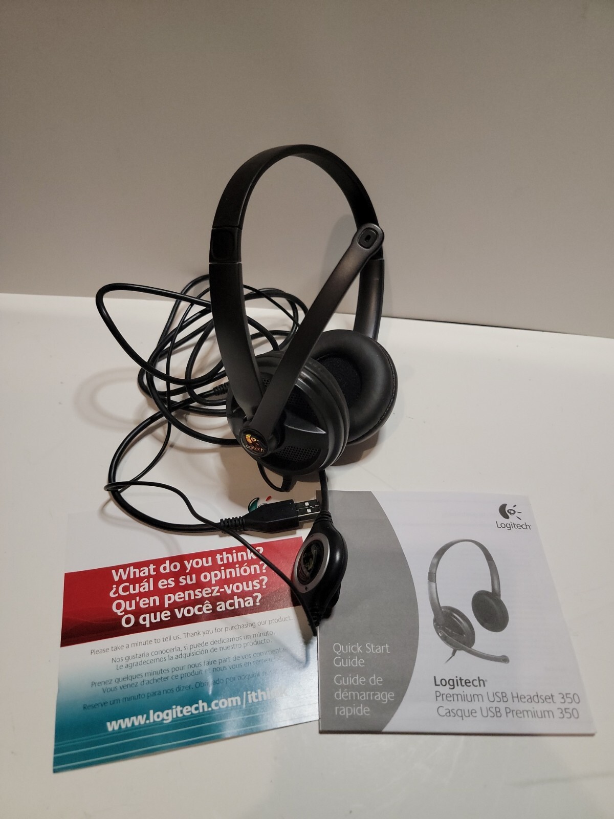 Logitech 350 Premium USB Stereo Headset Microphone PC Computer Laptop H370