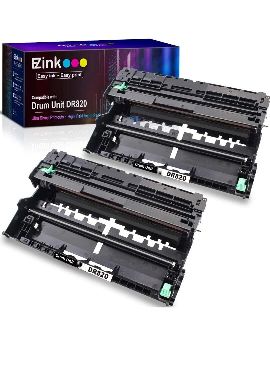 EZINK 2 pack Drum Unit Black Premium DR820 Sealed Unopen For Brother DR820 New