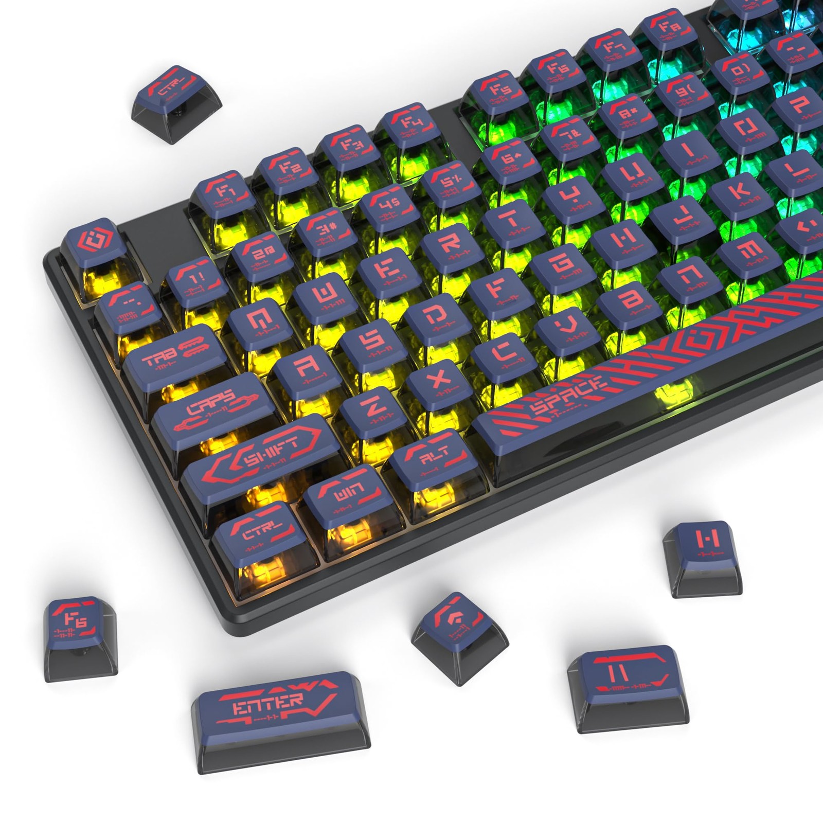 PBT Punk Pudding Keycaps ASA Profile Shine Through 120 Keys Key Cap Set