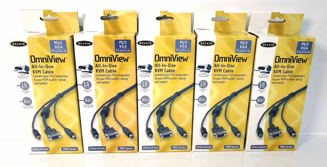 Belkin 6 ft. KVM All-in-one cables. PS/2 & VGA. QTY=7.***NEW***