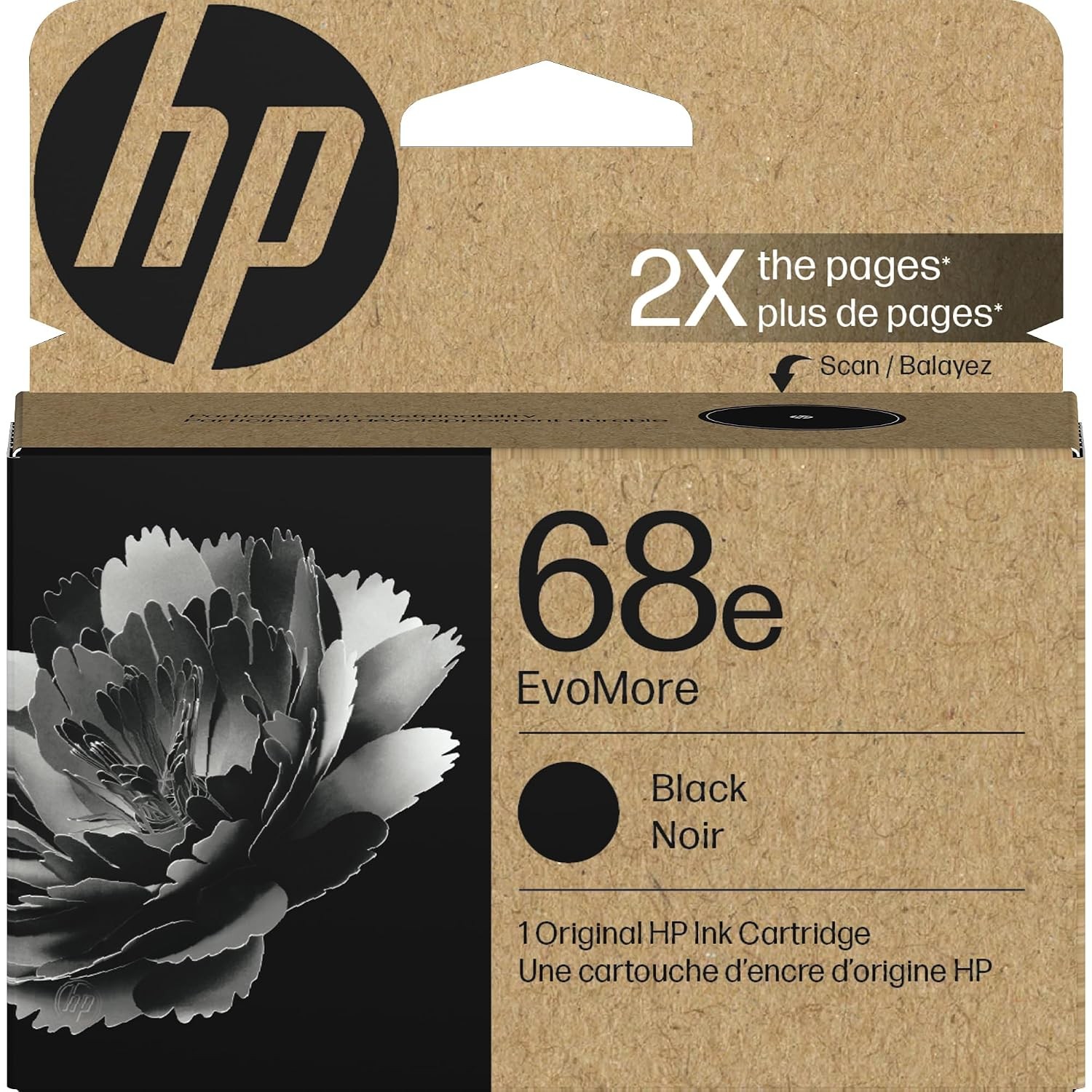 HP 68e High Yield Black Ink Cartridge XL - Works with Envy 6100e, 6500e Printers