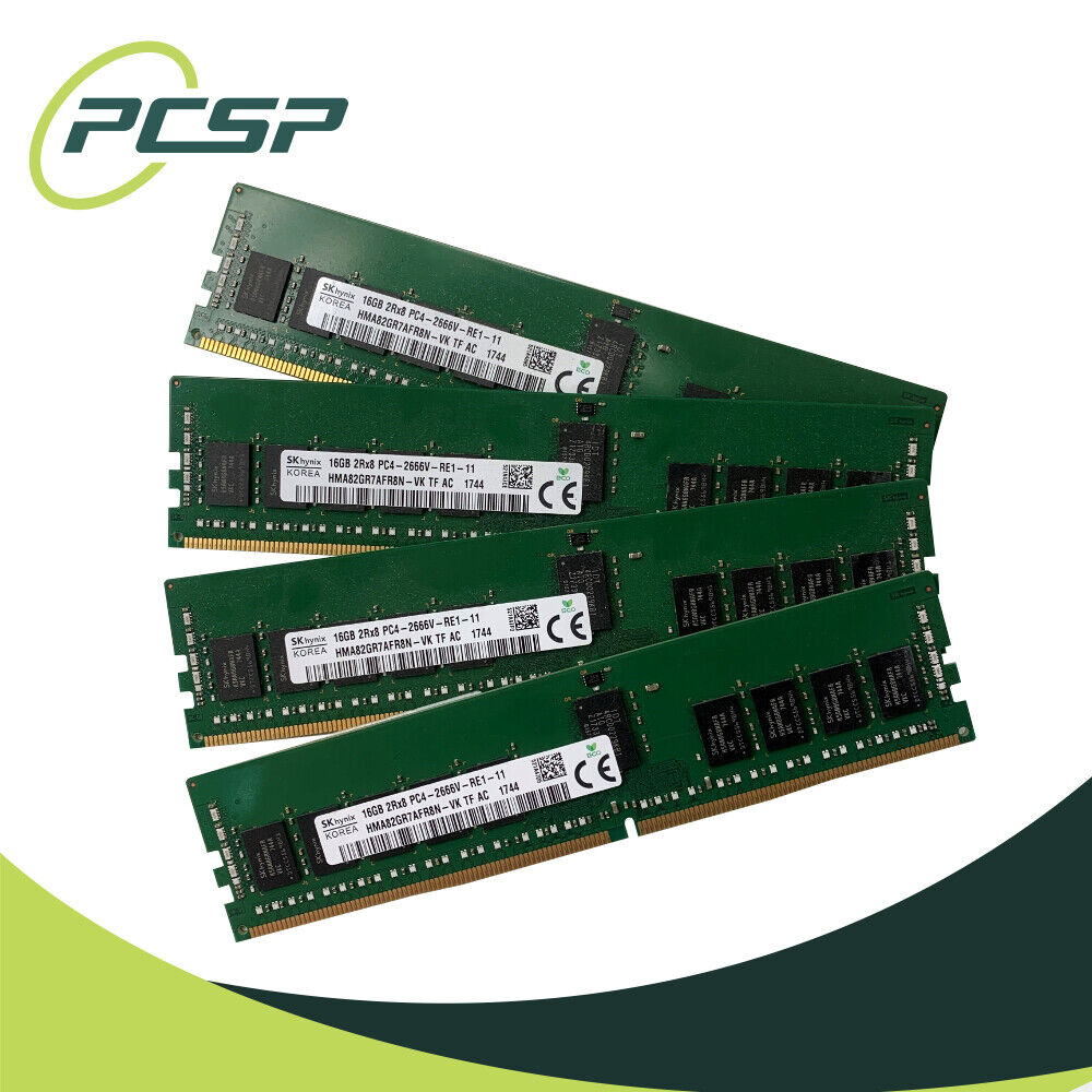 64GB RAM Kit - Hynix (4x16GB) PC4-2666V-R DDR4 2Rx8 RDIMM RAM HMA82GR7AFR8N-VK