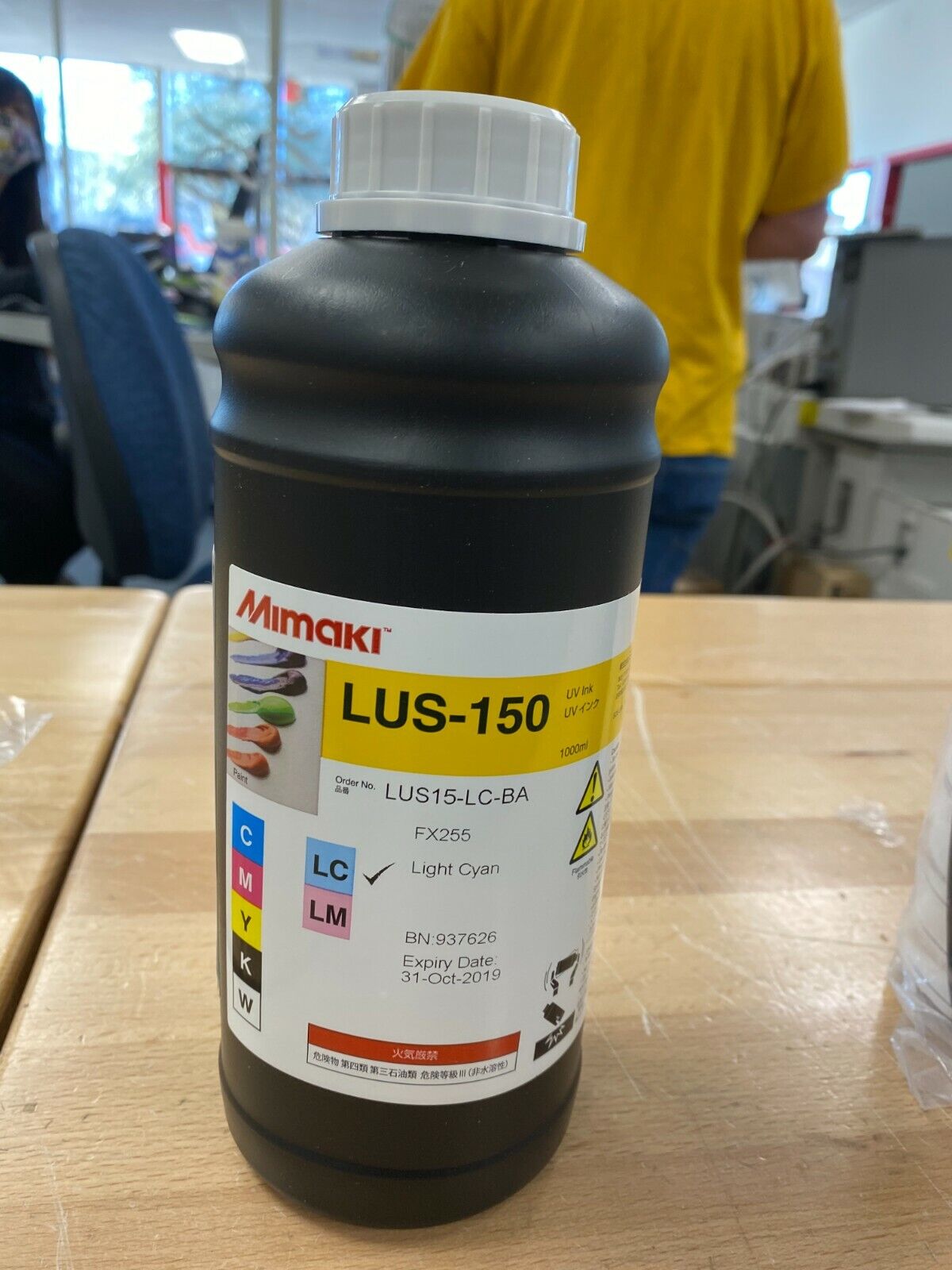 Mimaki LUS-150 UV Ink 1000mL Bottle Light Cyan with One Time Ink Chip
